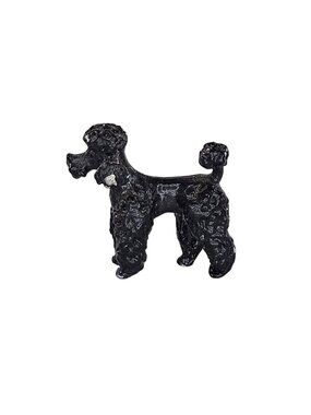 Vintage Black Metal Poodle Figurine Miniature Dog Statue Home Decor Collectible